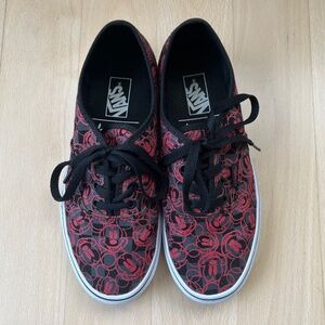 VGUC - Vans Mickey Mouse Black Checkerboard Red Mickey Face